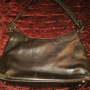 Cole Haan dark chocolate brown leather hobo